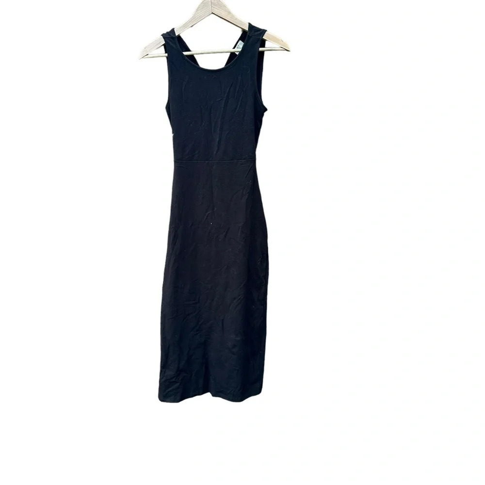 NLT women's size medium black fitted dress with back opening